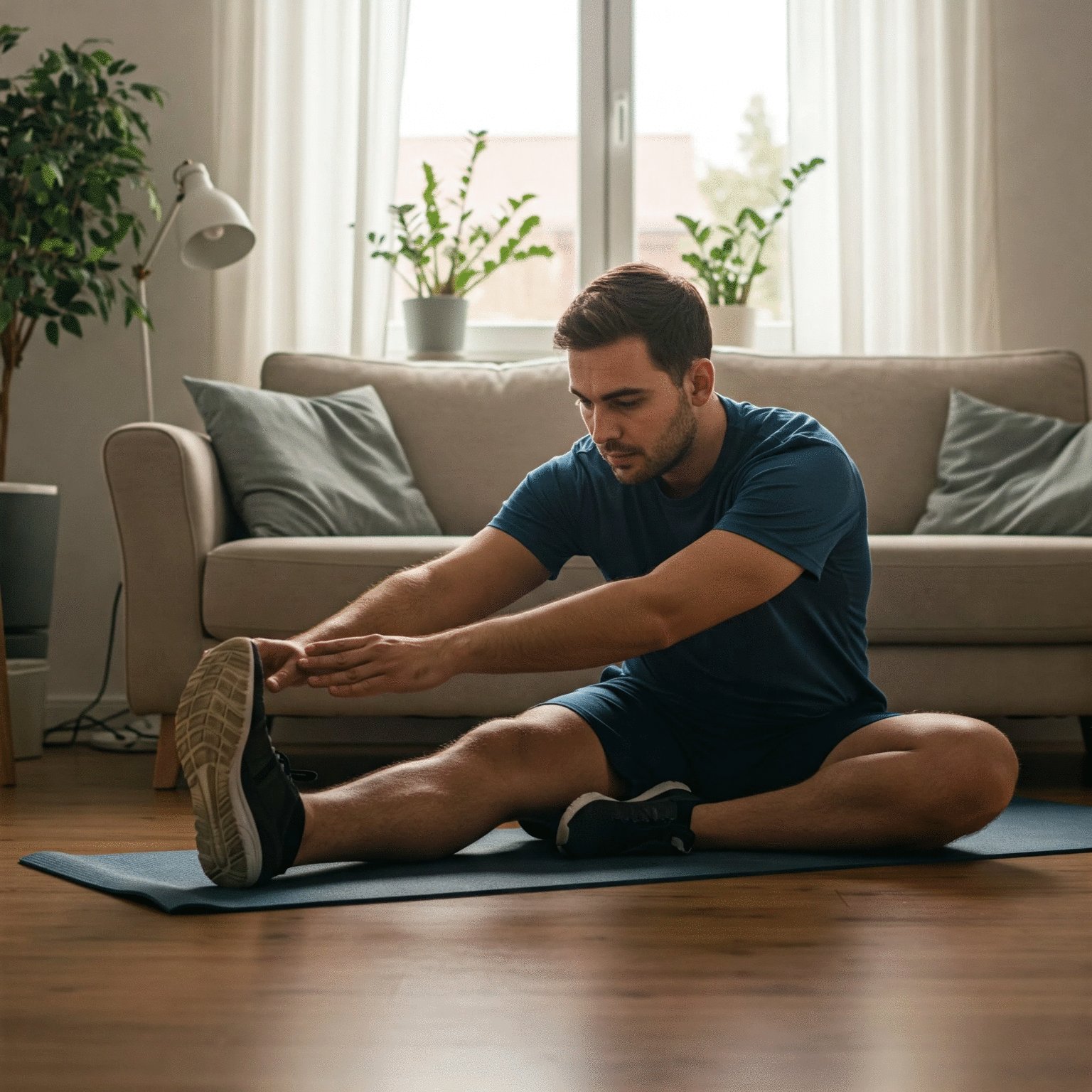 Чоловік після операції на кінцівках виконує вправи