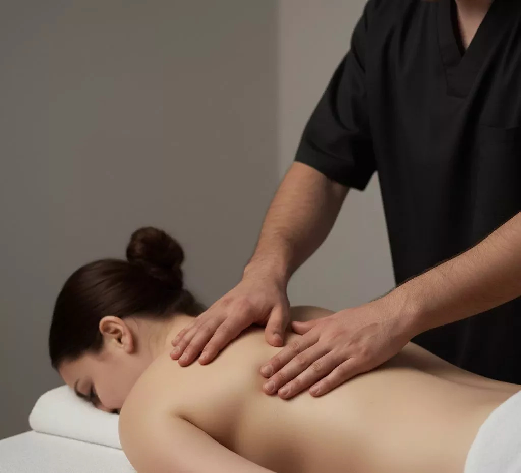 Масажист робить масаж спини (хребта)