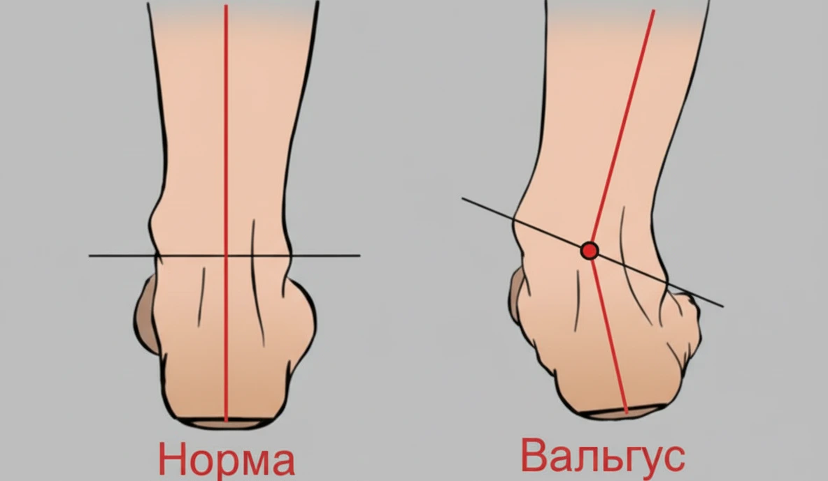 Схема нормальної стопи у дитини та з вальгусом