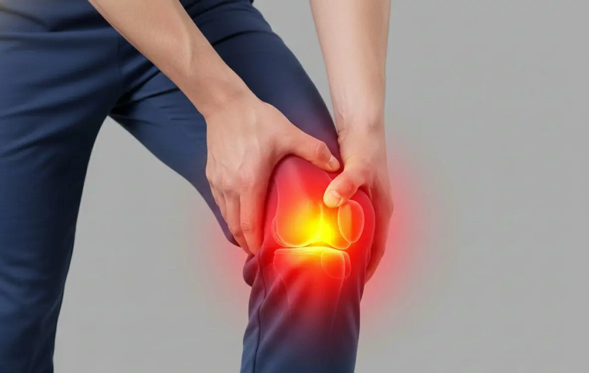 Людина тримається за коліно, адже є біль в колінному суглобі